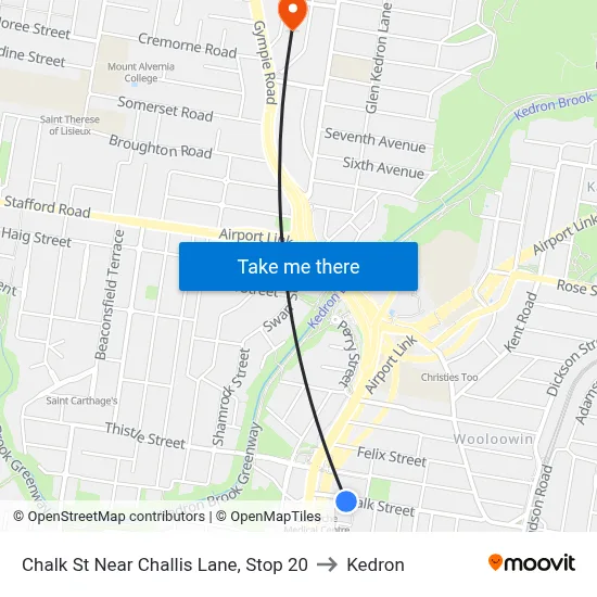 Chalk St Near Challis Lane, Stop 20 to Kedron map