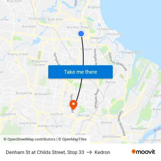 Denham St at Childs Street, Stop 33 to Kedron map