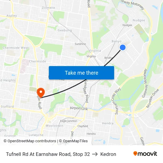 Tufnell Rd At Earnshaw Road, Stop 32 to Kedron map