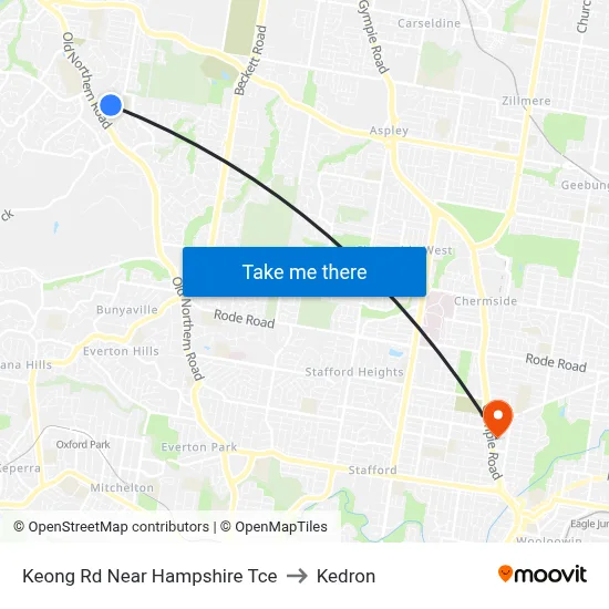 Keong Rd Near Hampshire Tce to Kedron map