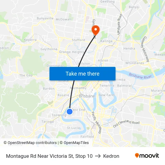 Montague Rd Near Victoria St, Stop 10 to Kedron map
