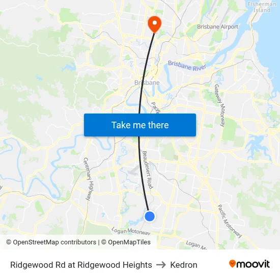 Ridgewood Rd at Ridgewood Heights to Kedron map