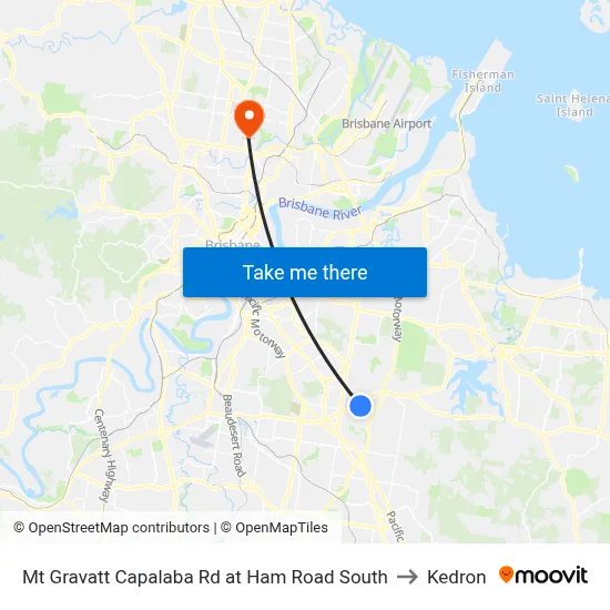 Mt Gravatt Capalaba Rd at Ham Road South to Kedron map