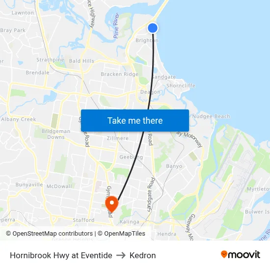 Hornibrook Hwy at Eventide to Kedron map