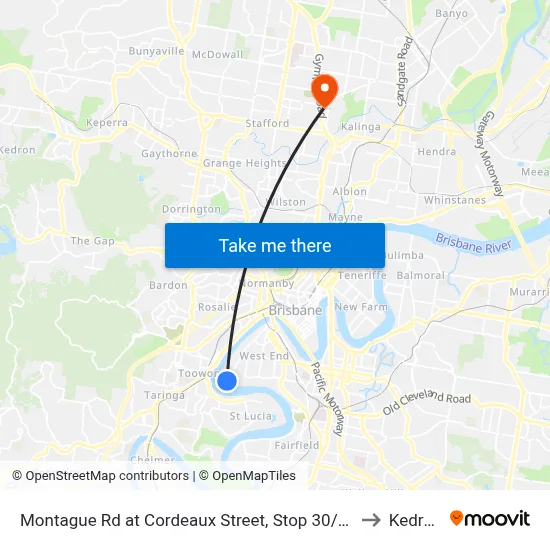 Montague Rd at Cordeaux Street, Stop 30/14 to Kedron map