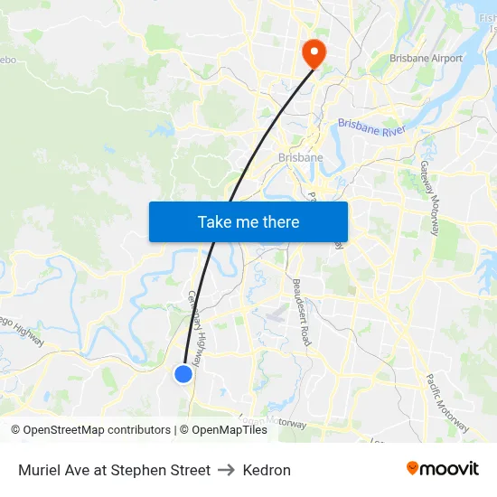 Muriel Ave at Stephen Street to Kedron map