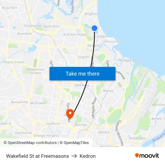 Wakefield St at Freemasons to Kedron map