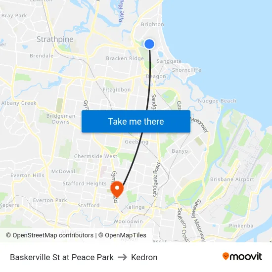 Baskerville St at Peace Park to Kedron map