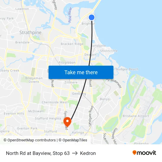 North Rd at Bayview, Stop 63 to Kedron map