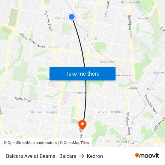 Balcara Ave at Beams - Balcara to Kedron map