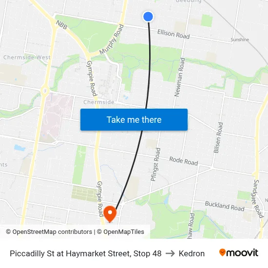Piccadilly St at Haymarket Street, Stop 48 to Kedron map