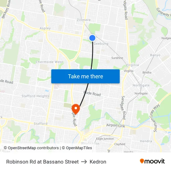 Robinson Rd at Bassano Street to Kedron map