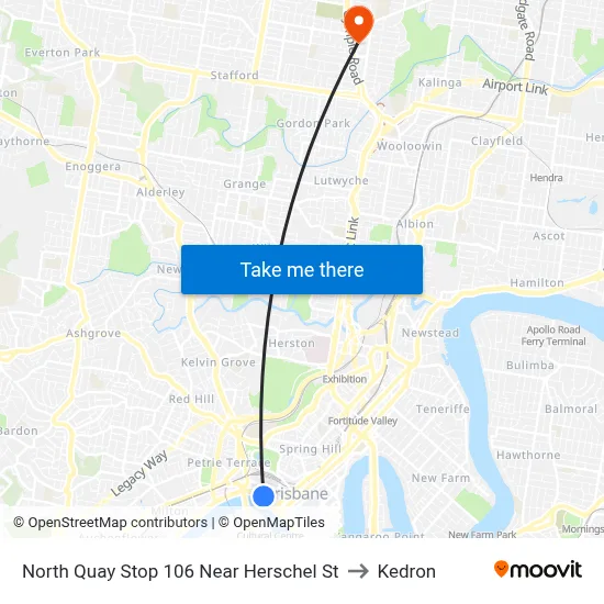 North Quay Stop 106 Near Herschel St to Kedron map