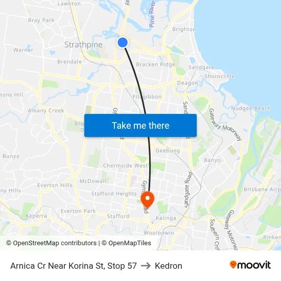 Arnica Cr Near Korina St, Stop 57 to Kedron map