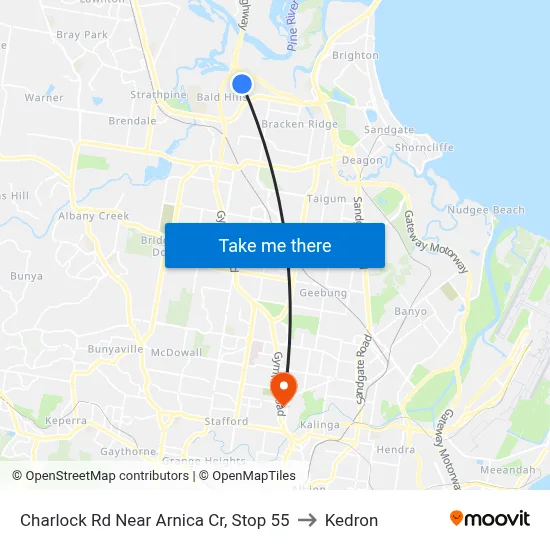 Charlock Rd Near Arnica Cr, Stop 55 to Kedron map