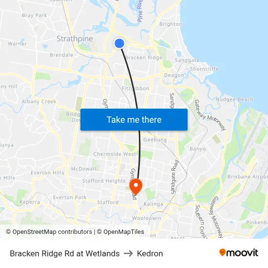Bracken Ridge Rd at Wetlands to Kedron map