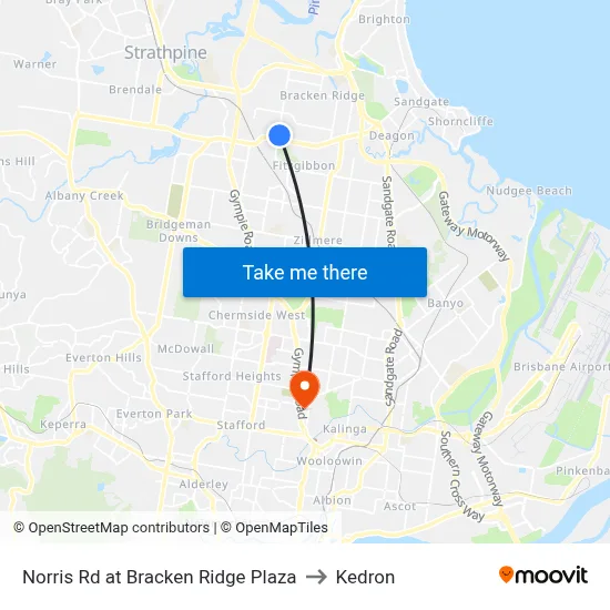 Norris Rd at Bracken Ridge Plaza to Kedron map