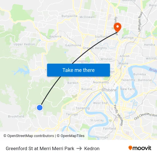 Greenford St at Merri Merri Park to Kedron map