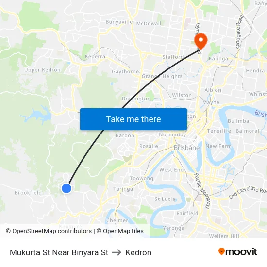 Mukurta St Near Binyara St to Kedron map