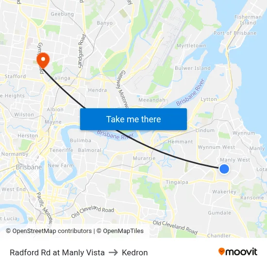 Radford Rd at Manly Vista to Kedron map