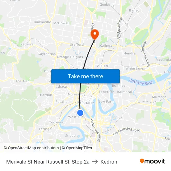 Merivale St Near Russell St, Stop 2a to Kedron map