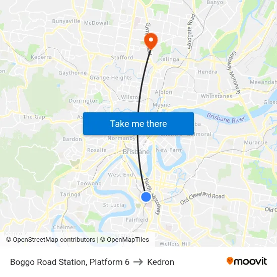 Boggo Road Station, Platform 6 to Kedron map