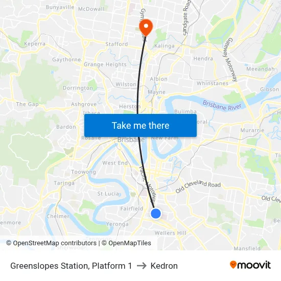 Greenslopes Station, Platform 1 to Kedron map