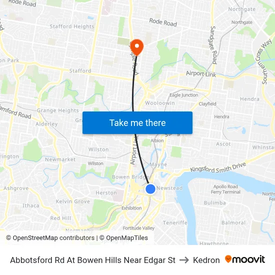 Abbotsford Rd At Bowen Hills Near Edgar St to Kedron map