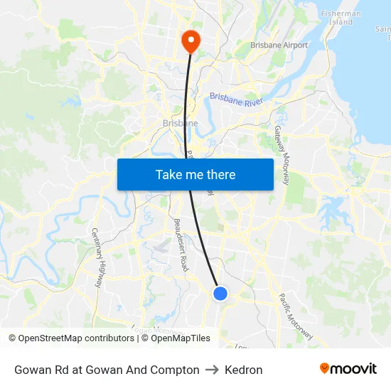 Gowan Rd at Gowan And Compton to Kedron map