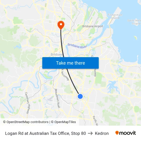 Logan Rd at Australian Tax Office, Stop 80 to Kedron map