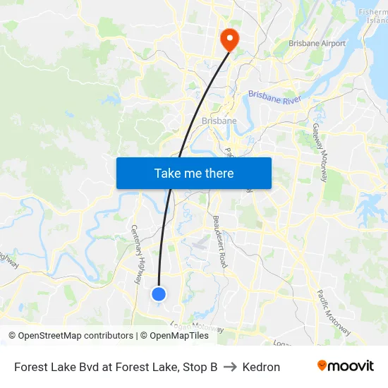 Forest Lake Bvd at Forest Lake, Stop B to Kedron map