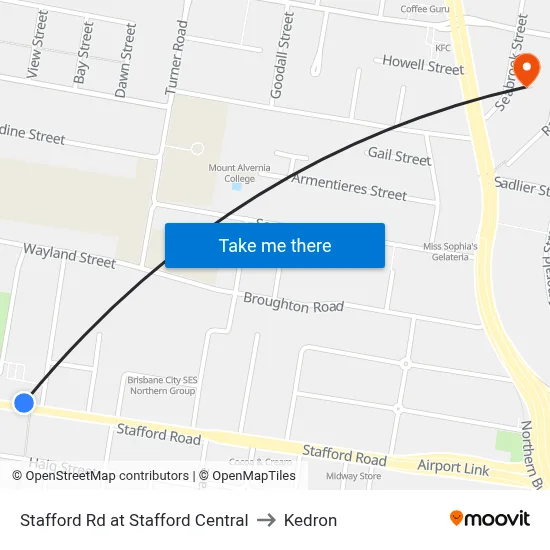 Stafford Rd at Stafford Central to Kedron map
