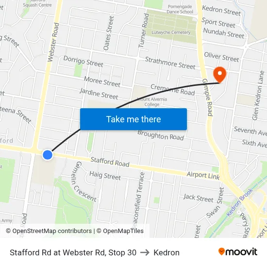 Stafford Rd at Webster Rd, Stop 30 to Kedron map