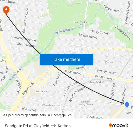 Sandgate Rd at Clayfield to Kedron map