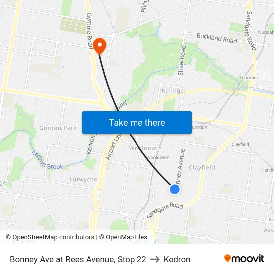 Bonney Ave at Rees Avenue, Stop 22 to Kedron map