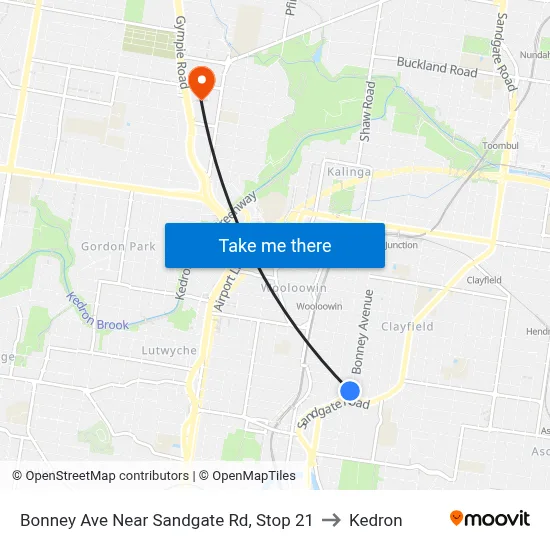 Bonney Ave Near Sandgate Rd, Stop 21 to Kedron map