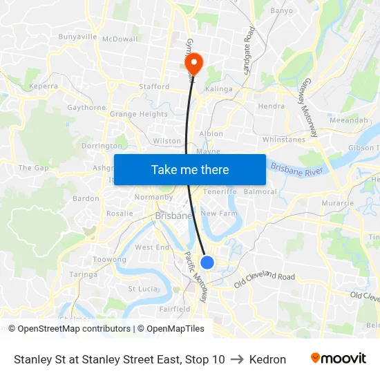 Stanley St at Stanley Street East, Stop 10 to Kedron map