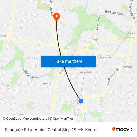 Sandgate Rd at Albion Central Stop 19 to Kedron map