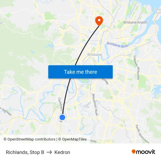 Richlands, Stop B to Kedron map