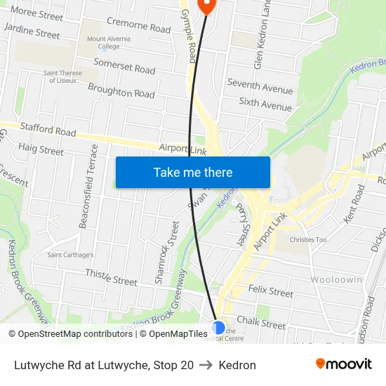Lutwyche Rd at Lutwyche, Stop 20 to Kedron map