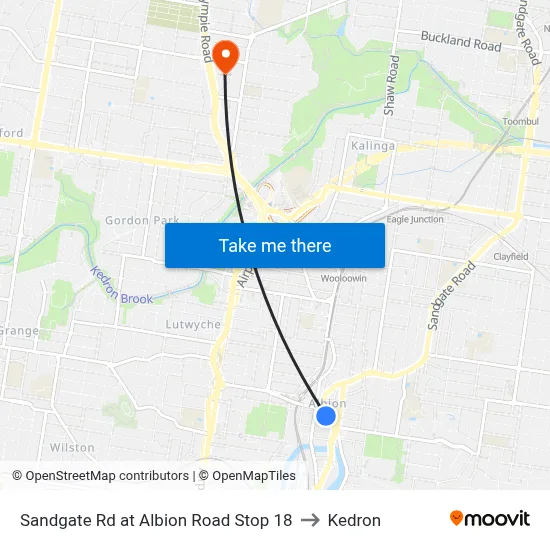 Sandgate Rd at Albion Road Stop 18 to Kedron map