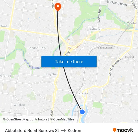 Abbotsford Rd at Burrows St to Kedron map