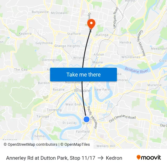 Annerley Rd at Dutton Park, Stop 11/17 to Kedron map