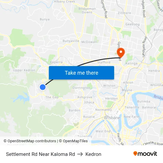 Settlement Rd Near Kaloma Rd to Kedron map