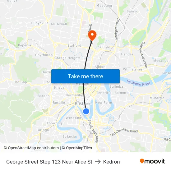 George Street Stop 123 Near Alice St to Kedron map