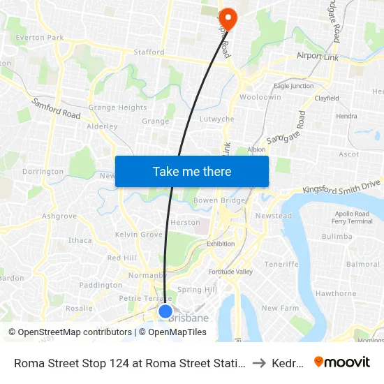 Roma Street Stop 124 at Roma Street Station to Kedron map
