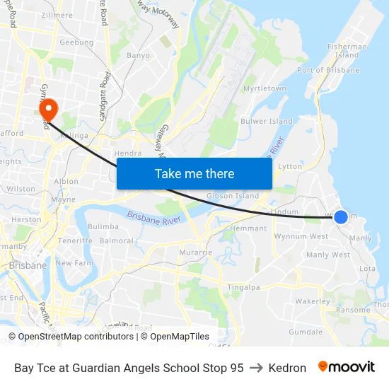 Bay Tce at Guardian Angels School Stop 95 to Kedron map