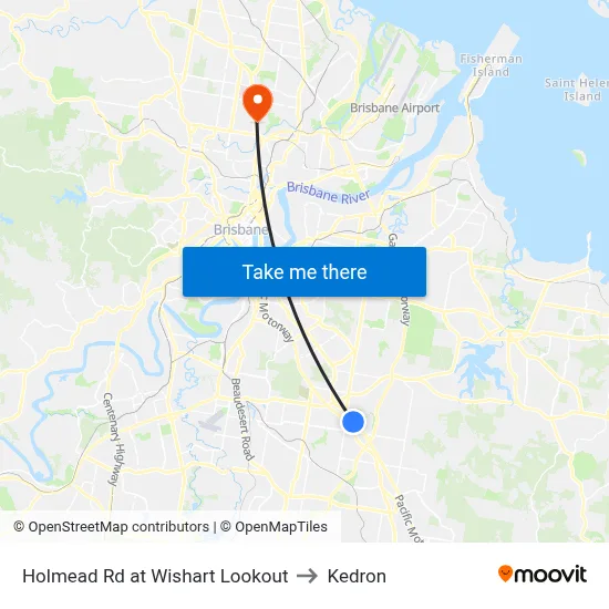 Holmead Rd at Wishart Lookout to Kedron map