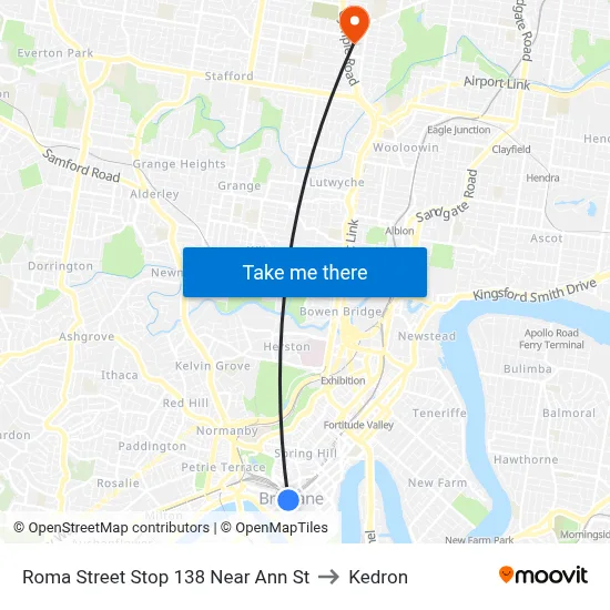Roma Street Stop 138 Near Ann St to Kedron map