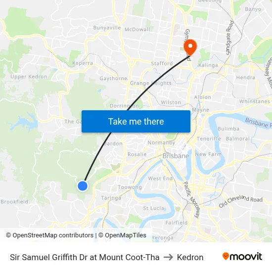 Sir Samuel Griffith Dr at Mount Coot-Tha to Kedron map